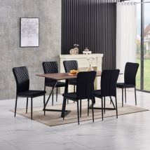 Ainpecca - oak Dining Table Set and 8 Black Leather chairs kitchen table set uk