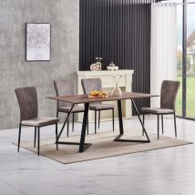Ainpecca - oak Dining Table Set and 8 Light gray suede chairs kitchen table set uk
