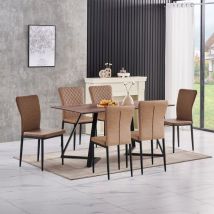 Ainpecca - oak Dining Table Set and 6 Brown pull-up Leather chairs kitchen table set uk