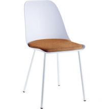 Set of 2 Orange Dining Chairs with Cushioned Pad Seat and Metal Legs Modern Dining Room Living Room Bedroom Kitchen & Lounge - Ainpecca