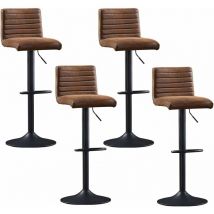 Set of 4 Faux Suede Bar Stools Metal Frame Footrest Base Cafe Pub Swivel Chairs,Brown - Ainpecca