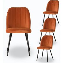 Ainpecca - 4X Dining Chairs Padded Seat Metal Leg Kitchen Chair Home Office Room Orange