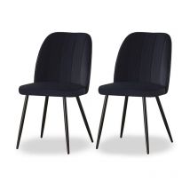Ainpecca - 2X Dining Chairs Padded Seat Metal Leg Kitchen Chair Home Office Room Black