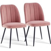 Ainpecca - 2X Dining Chairs Padded Seat Metal Leg Kitchen Chair Home Office Room Rose