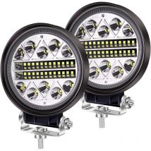 102W led Travail lumière Offroad Conduite antibrouillards, 2PCS Rondes led Pods Spot Flood Combo Lights 12V 24V Feux auxiliaires pour Camion Tracteur