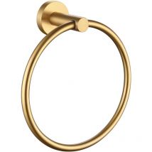 AIPERQ Hand Towel Ring Brushed Gold, SUS 304 Stainless Steel Round Towel Holder for Contemporary Bathroom Toilet Kitchen Storage, Wall Mounted