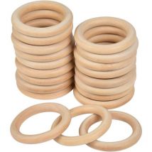 AIPERQ Lot de 20 Anneaux en Bois Naturel 70 mm Anneaux en Bois Non Fini pour Bijoux Faits à la Main Attrape-rêves Pendentif Connecteurs Ronds en Bois