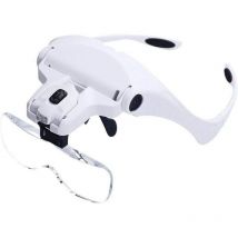 Aiperq - Loupe pour tête, éclairée loupe serre-tête en verre loupe avec 2 led pour travail de proximité, travail de bijoux