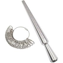 Outil de mesure en acier à mandrin et anneaux pour définir la taille de bague qui convient à un doigt - Pour homme et femme - Aiperq