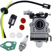 Vergaser für 52 cc 49 cc 43 cc Freischneidermotor, Vergaser-Set mit Dichtung, Schlauch, Zündkerze und Kraftstofffilter - Aiperq