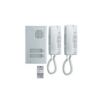 Kit De Panel De Audio De Aluminio Para Montaje En Superficie Con 2 Pulsadores Para Hablar, 2 Microteléfonos Y 1 Transformador - Kitda2 - Aiphone