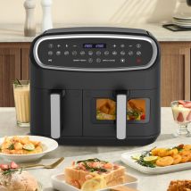 Circlio - Air Fryer 10L Friteuse sans Huile - Double Cuve (4L+6L) - 2800W - 12 Modes de Cuisson - Écran led - Noir