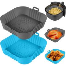 Air Fryer Pot en Silicone,2pcs 7.8inch Pot en Silicone pour Friteuse à Air Silicone Air Fryer Liner Air Fryer Basket, Air Fryer Rack Accessoire pour