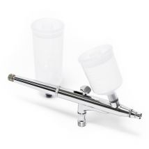 Wiltec Aerografo doppia azione mod.131 con serbatoi 20ml 40ml e adattatore, Aeropenna per aerografia