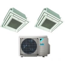 Aire acondicionado Daikin bluevolution inverter dual split cassette aire acondicionado ffa-a 12+12 con 2mxm50a r-32 wi-fi opcional con rejilla blanca
