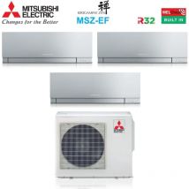 Aire acondicionado Mitsubishi Electric trial split inverter kirigamine serie zen plata msz-ef 7+7+7 con mxz-3f54vf r-32 wi-fi integrado color plata