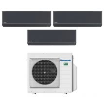 Panasonic - aire acondicionado trial split inverter aire acondicionado etherea dark series 7+7+7 con cu-3z68tbe r-32 wi-fi integrado color gris