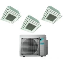 Aire acondicionado split cassette Daikin bluevolution inverter trial ffa-a 9+9+9 con 3mxm68n r-32 wi-fi opcional con mando por cable y rejilla blanca