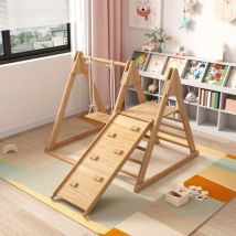 Fortuna Lai - Aire de jeu en bois pour enfant - avec portique d'escalade, balançoire, toboggan - jouet combiné pour l'intérieur - bois