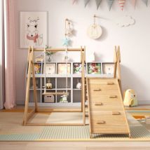 Balançoire 3 en 1 - pin massif, Toboggan pour enfants avec balançoire, portique d'escalade, Toboggan, jouets en bois pour enfants, jouets combinés