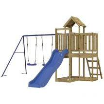Aire de jeux d'extérieur balançoires toboggan portiques robuste jeux jardin bois de pin imprégné