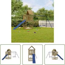 The Living Store Aire de jeux d'extérieur bois de pin imprégné - Jeux D'extérieurs - Aire De Jeux - Bois - Enfant - Jouet Extérieur