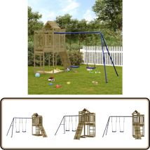 Aire de jeux d'extérieur bois de pin imprégné - Aire De Jeux Enfant - Jeux Extérieur Bois - Toboggan - Balançoires - Jeux D'enfants