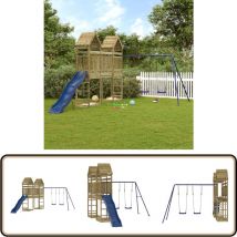 Aire de jeux d'extérieur bois de pin imprégné - Aire De Jeux Enfant - Jeux Extérieur - Jouet Bois - Jeux De Plein Air - Toboggan