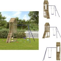 Aire de jeux d'extérieur bois de pin imprégné - Aire De Jeux Extérieur - Jeux D'enfants - Jouet Bois - Toboggan Enfant - Balançoire Enfant