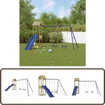 Aire de jeux d'extérieur bois de pin imprégné - Ensemble De Jeux Extérieur - Jeux De Plein Air - Aire De Jeux - Toboggan - Balançoires
