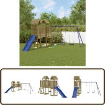 Aire de jeux d'extérieur bois de pin imprégné - Ensemble De Jeux Extérieur - Jeux De Plein Air - Toboggan - Balançoires - Aire De Jeux