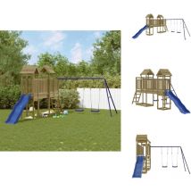 Aire de jeux d'extérieur bois de pin imprégné - Ensemble De Jeux Extérieur - Jeux De Plein Air - Toboggan - Balançoires - Aire De Jeux