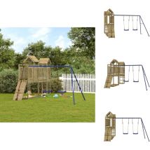 Aire de jeux d'extérieur bois de pin imprégné - Jeux D'extérieurs - Aire De Jeux - Toboggan - Balançoires - Cabane Enfant