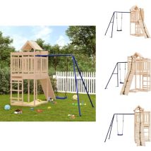 Aire de jeux d'extérieur bois de pin massif - Aire De Jeux Extérieur - Jeux D'enfants - Jeux En Bois - Toboggan Enfant - Balançoire Enfant