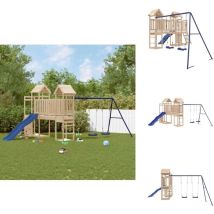Aire de jeux d'extérieur bois de pin massif - Ensemble De Jeux Extérieur - Jeux De Plein Air - Jardin Enfant - Toboggan Bois - Balançoire Bois