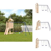 Aire de jeux d'extérieur bois de pin massif - Jeux D'extérieurs - Aire De Jeux - Toboggan - Balançoires - Cabane Enfant
