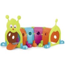 Tunnel D'Activité En Forme De Chenille – 2 Modules Porte – 4 Tunnels Colorés – Plastique Anti-uv – Pour Jeux D'Extérieur – Feber