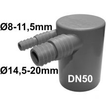 Doppelschlauchwinkel aus pp, ø 8 - 11,5 mm und ø 14,5 - 20 mm DN50, für Waschmaschine und Kondenstrockner, 50052WTW - Airfit