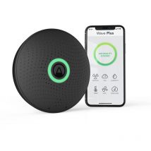 Airthings - 2911 Wave Plus, Monitor per il Radon e la Qualità dell'Aria con Rilevatore di CO2, cov, Pressione Atmosferica, Umidità e Temperatura, Nero