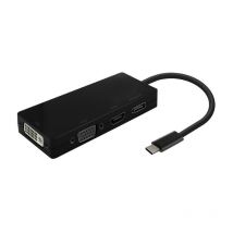 AISENS USB-C zu DP/DVI/HDMI/VGA Konverter, USB-C/M-DP/H-DVI/H-HDMI/H-Vga/H, Schwarz, 15cm