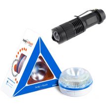 Help Flash - Aiuto Flash - Luce di emergenza autonoma, segnale V16 del pericolo Presentazione e torcia elettrica, regolazione dgt, V16, base