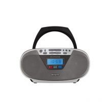 Aiwa BBTU-400SL : Radio CD portable avec Bluetooth et USB, écran couleur, RDS, FM PLL, fonction réveil. Couleur : Argent