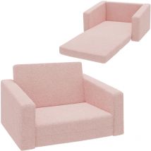 Kids Sofa Bed, Folding Toddler Armchair Recliner Couch Pink - Aiyaplay