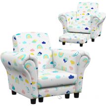Aiyaplay - 2 Piece Kids Sofa Set with Dinosaur Design, for Nursery White
