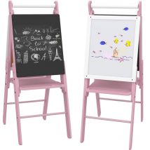 Aiyaplay - Kids Easel with Paper Roll 3 in 1 Art Easel Whiteboard Blackboard Pink - Pink
