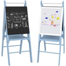 Aiyaplay - Kids Easel with Paper Roll 3 in 1 Art Easel Whiteboard Blackboard Blue - Blue