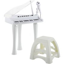 Aiyaplay - 32 Keys Kids Piano Keyboard with Stool Microphone Electronic Instrument White - White