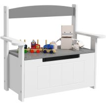Aiyaplay Baúl Para Juguetes, Banco Almacenaje Para Niños, Con Respaldo Y Tapa Amortiguadora, Para Salas De Juego, Dormitorio, 68,5x34x58 Cm, Gris