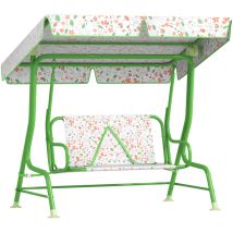 Aiyaplay - columpio de jardín exterior para niños de +3 años con toldo ajustable arnés de seguridad y estampados bonitos 112x75x120 cm verde