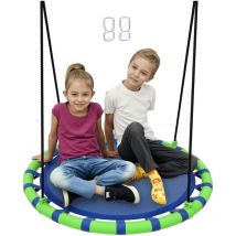 Aiyaplay - columpio para niños redondo columpio jardín exterior ajustable columpio infantil impermeable carga 150 kg Ø100x180 cm azul y verde